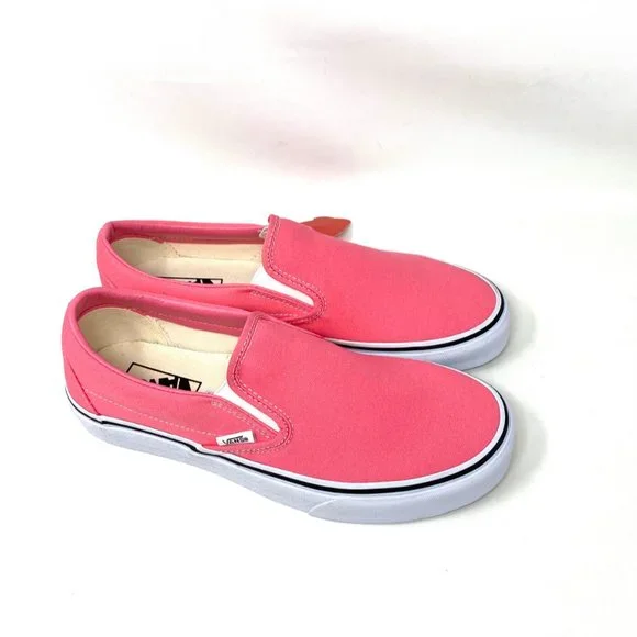 Vans Classic Slip On Pink Lemonade True White Canvas Womens Sneakers VN0A33TBUR1 - Picture 4 of 9